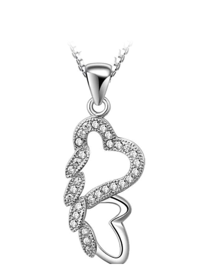 925 Sterling Silver Zircon And Crystal Studded Pendant Necklace - Image 1