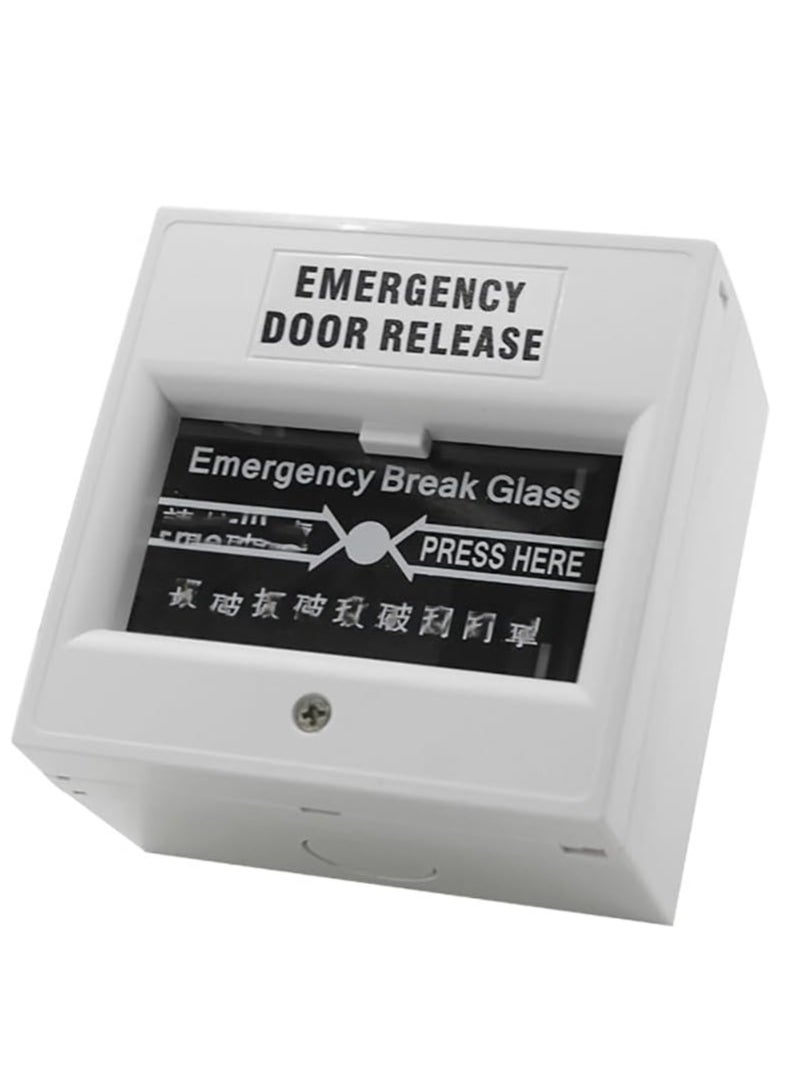 Rubik Emergency Break Glass Fire Alarm Button Switch, (English with Chinese Lagguge) Exit Door Release (White)  - Image 1