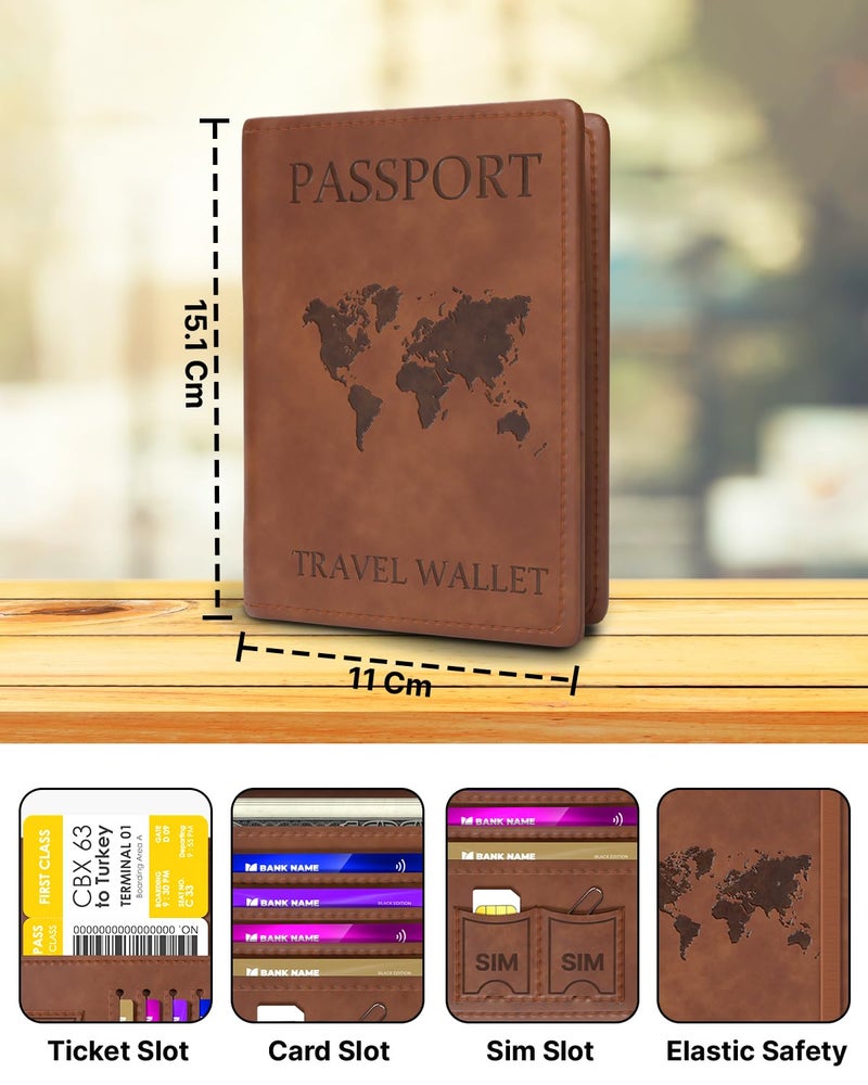 FEDUS Faux Leather Passport Holder for Men and Women's Passport Cover Case Wallet Credit/Debit Card, Id Card, Ticket, Currency, Boarding Pass Slots, Document Accessories Organiser. - Image 2
