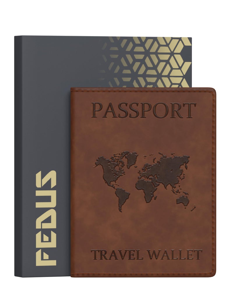 FEDUS Faux Leather Passport Holder for Men and Women's Passport Cover Case Wallet Credit/Debit Card, Id Card, Ticket, Currency, Boarding Pass Slots, Document Accessories Organiser. - Image 1