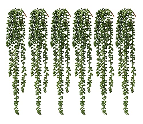 dallisten 6 Pcs Artificial Succulents Hanging Plants, Fake String of Pearls Greenery Plants, Decoration for Wall, Home, Backdrop, Garden, Indoor and Outdoor - Image 1