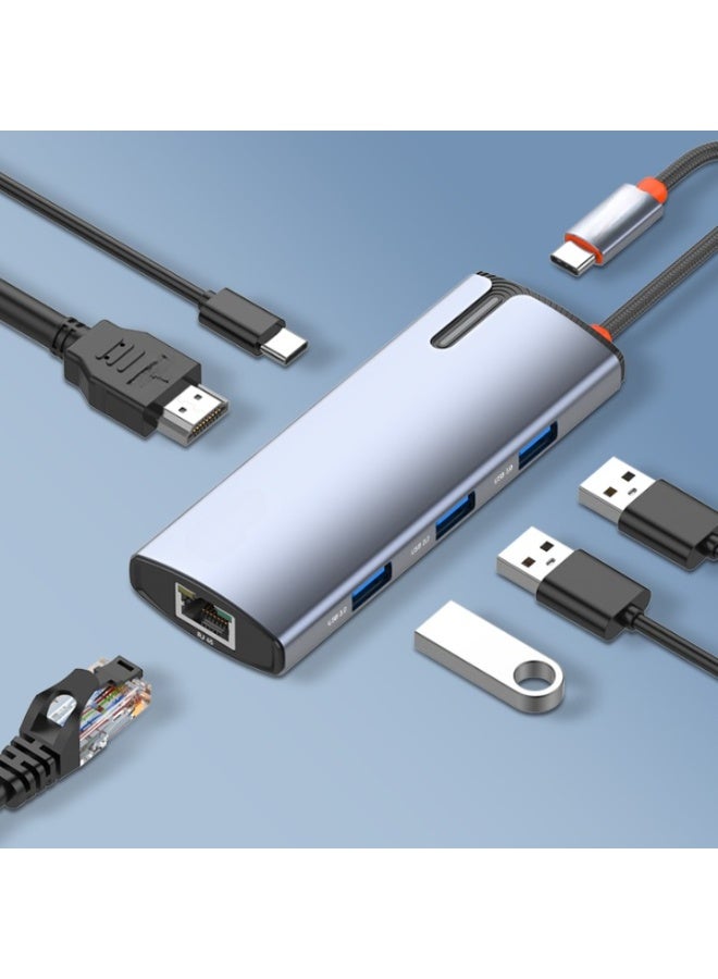 ريبنيو قاعدة شحن صغيرة 6 في 1 من النوع C - شحن PD بقوة 100 وات، منفذ HDMI بدقة 4K، شبكة محلية جيجابت، منافذ USB 3.0 - محول USB-C لأجهزة الكمبيوتر المحمولة وأجهزة MacBook - Image 1