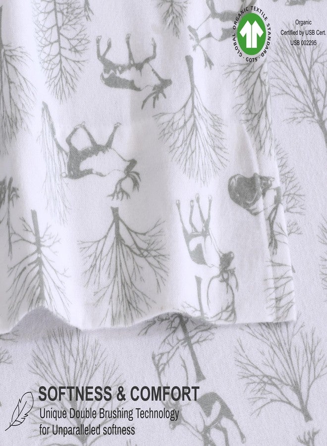 RUVANTI Flannel Sheets Full Size - GOTS Certified 100% Organic Cotton, 4 Piece Warm, Soft & Breathable Set, Deep Pocket Snug Fit, Double Brushed Cozy All Season Bedding, Reindeer Rush - Image 3