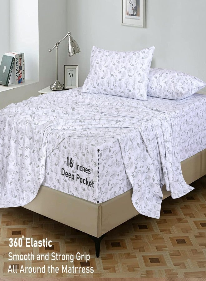 RUVANTI Flannel Sheets Full Size - GOTS Certified 100% Organic Cotton, 4 Piece Warm, Soft & Breathable Set, Deep Pocket Snug Fit, Double Brushed Cozy All Season Bedding, Reindeer Rush - Image 5