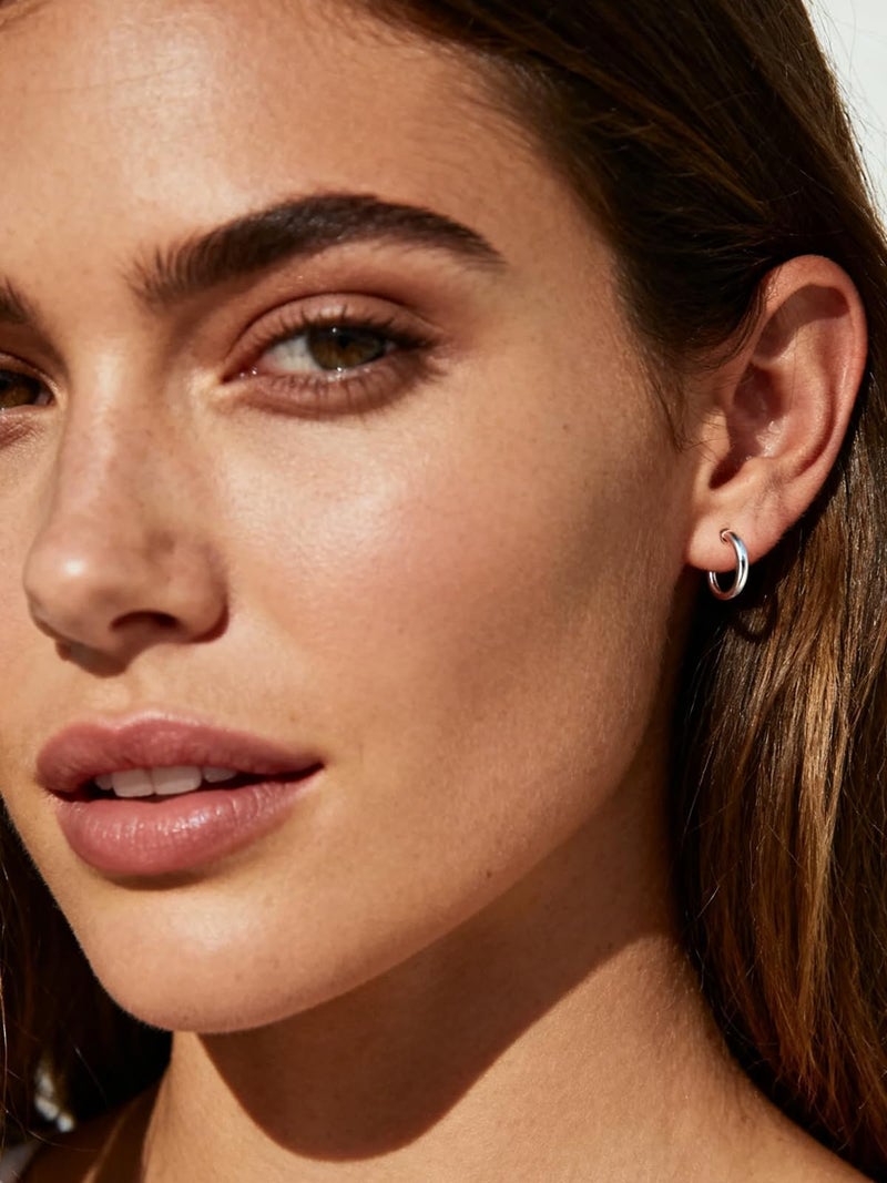 Silvora 10mm Hoop Earrings Tiny Huggie Earrings Small Hoops Earrings for Women Sleeper Earring - Image 2