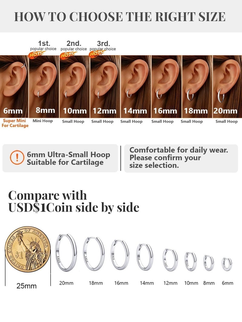 Silvora 10mm Hoop Earrings Tiny Huggie Earrings Small Hoops Earrings for Women Sleeper Earring - Image 4