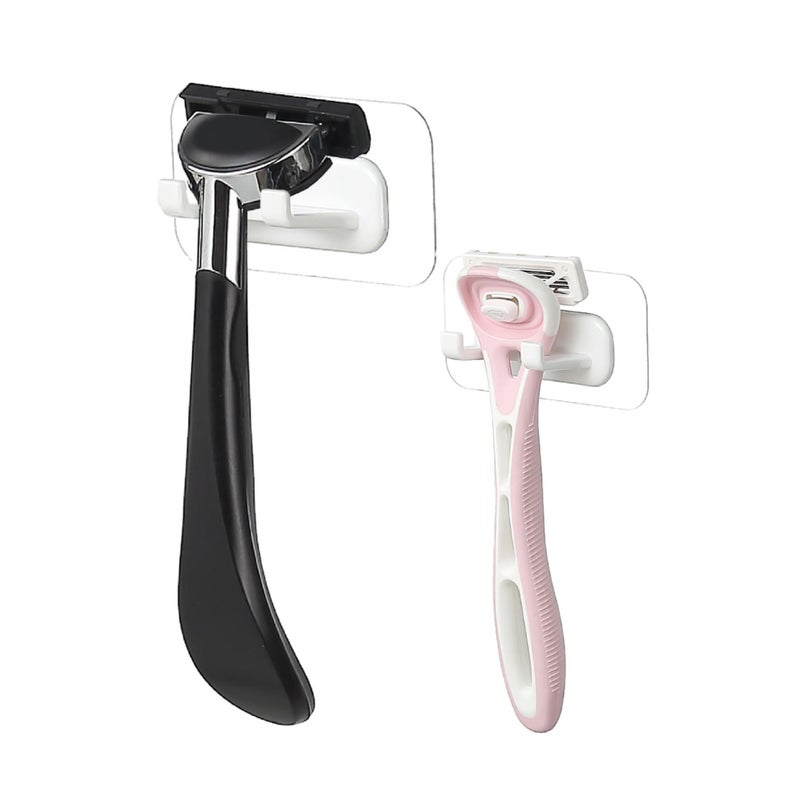 Hook LAB SelfAdhesive Shower Razor Holder 2Pack Removable Reusable Waterproof Hooks for Towels Bath Accessories Kitchen Bathroom Use White