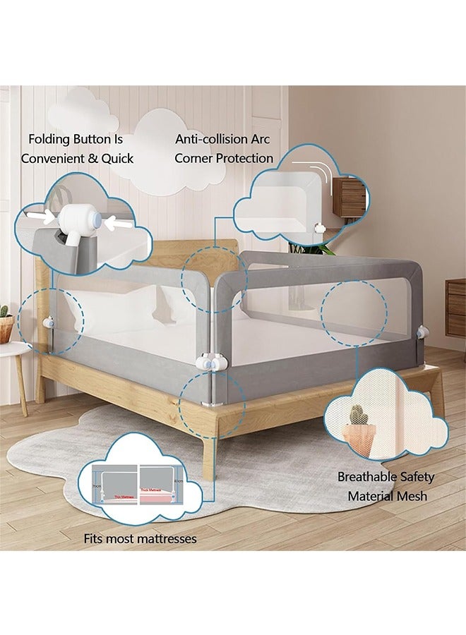 JCB CHIC حاجز سرير للأطفال الصغار - حاجز سرير للأطفال بطول 1.8 متر على شكل حرف U مع قفل للأطفال | حاجز حماية سرير للأطفال قابل لضبط الارتفاع مع قضبان جانبية آمنة لسرير بحجم كوين - Image 5