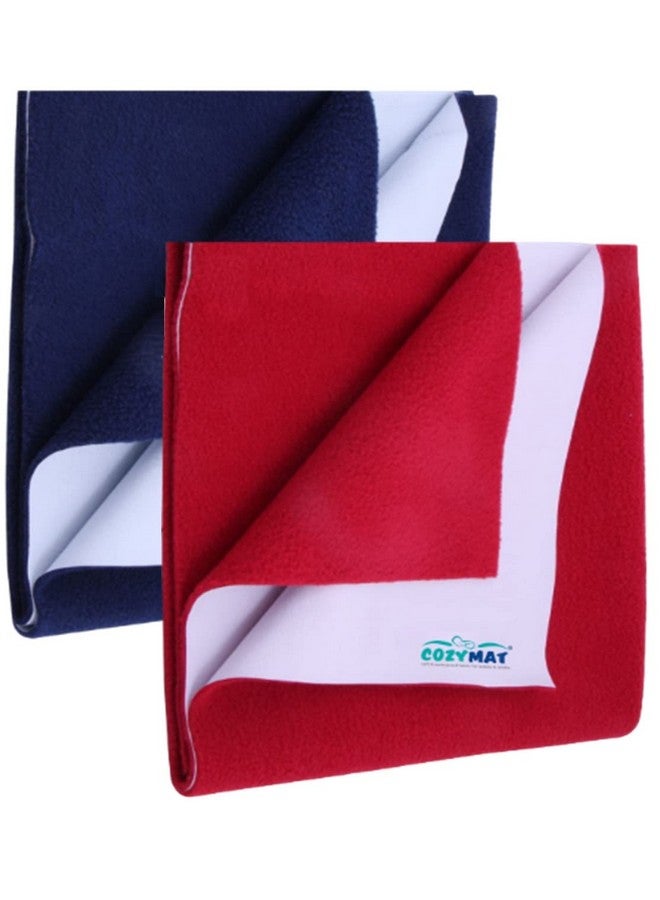 نيونيك ملاءة/غطاء سرير Newnik Cozymat Quick Oeko Tex المعتمدة للمواليد الجدد والأطفال الصغار الذين يتدربون على استخدام المرحاض وكبار السن والأمهات الجدد (كبير (140 سم × 100 سم)، أزرق داكن + قرميدي) - Image 1