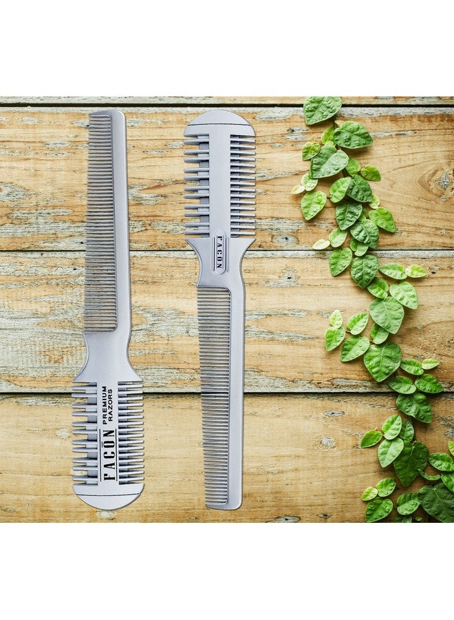 FACON Facón Professional Hair Razor Comb Cutting Styling Thinning Texturizing Double Edge Shaper Razor + 10 Replacement Blades - Image 3