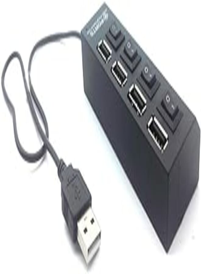 4 Port USB Ultra Slim Portable Data Hub (Black)
