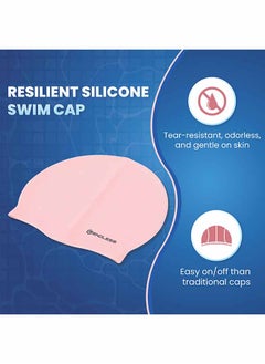 ENDLESS  Endless EL1019 Classic Comfortable Plain Silicon Swimming Cap | Pink | Material : Silicon | Fully Elastic Waterproof Swimming Cap for Long and Short Hair with Thicker Edge | For Adults, Women and Men  - Image 2