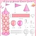 Charnoel 2 Sets Adjustable Pink Princess Castle Balloon Column Stand Kit Includes 140 Pcs Balloons 2 Tricorne Hat 2 Pennant 1 Carpet for Princess Birthday Party Weddings Decoration - Image 4