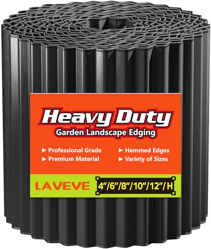 LAVEVE Corrugated Metal Garden Edging 4 x 10Ft Landscape Edging Border for Lawn Flower Bed Garden Fence Paver Edging Black - Image 1