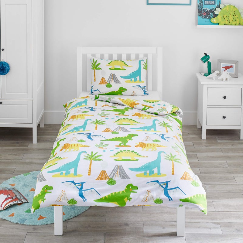 M&Y Bloomsbury Mill - Cot Bed Duvet Cover Set - Toddler Bedding Set For Boys and Girls - Dinosaur Kids Bedding - Cot Duvet Cover & Pillow Case Set - 120x150cm - Image 1