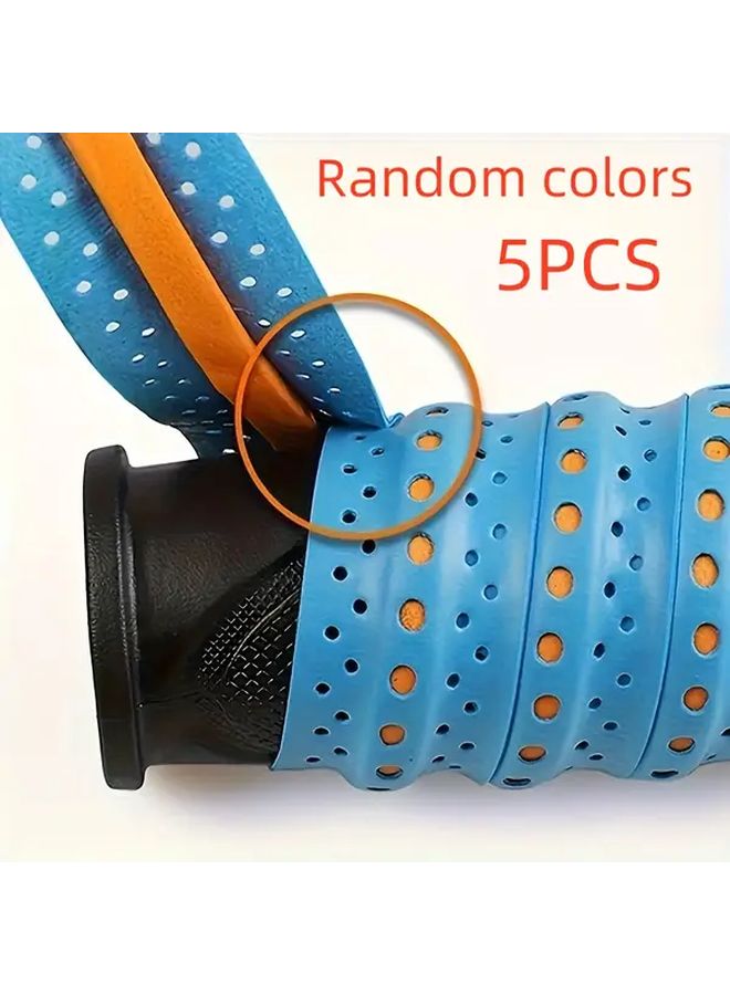 5pcs Non Slip Tennis Grip Bands Thick Breathable Perforated Handle Wrap - Image 1