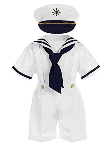 iGirlDress Baby Toddler Boys Nautical Sailor Outfit Short Suit 4 Piece Set 24mos White - Image 4