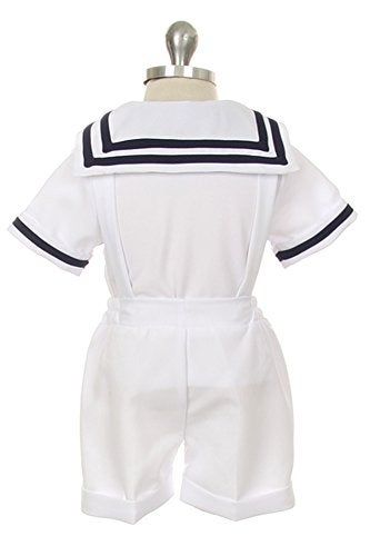 iGirlDress Baby Toddler Boys Nautical Sailor Outfit Short Suit 4 Piece Set 24mos White - Image 2
