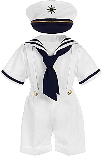 iGirlDress Baby Toddler Boys Nautical Sailor Outfit Short Suit 4 Piece Set 24mos White - Image 5