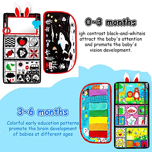 Inbeby Tummy TimeBaby Mirror Toys Black and White High Contrast Tabletop Mount Baby Newborn Toys 0 3 6 Months Brain Development Sensory Texture Piano Infant Toys 0 3 6 Months with Squeaker - Image 5