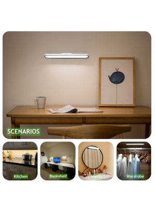 شريط إضاءة LED قابل لإعادة الشحن يعمل باللمس أسفل الخزانة، 35 × 48 × 300 مم، قابل للتعتيم مع 3 أوضاع ألوان، يعمل بمنفذ USB، مثالي للأرفف الجدارية والخزائن والمرايا وجانب السرير وإضاءة المطبخ، لون أبيض - view 2