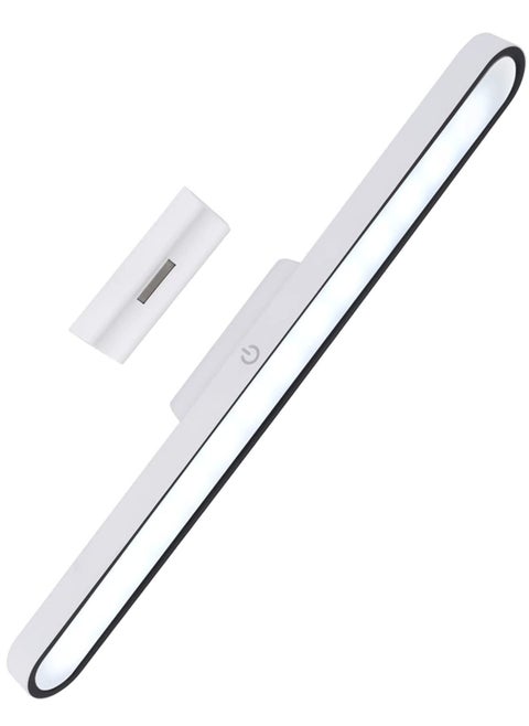 شريط إضاءة LED قابل لإعادة الشحن يعمل باللمس أسفل الخزانة، 35 × 48 × 300 مم، قابل للتعتيم مع 3 أوضاع ألوان، يعمل بمنفذ USB، مثالي للأرفف الجدارية والخزائن والمرايا وجانب السرير وإضاءة المطبخ، لون أبيض