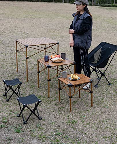 iClimb Lightweight Stable Alu. Folding Square Table Roll Up Top with Carry Bag for Camping Picnic Backyards BBQ Camp Kitchen (Silver, L) - Image 3