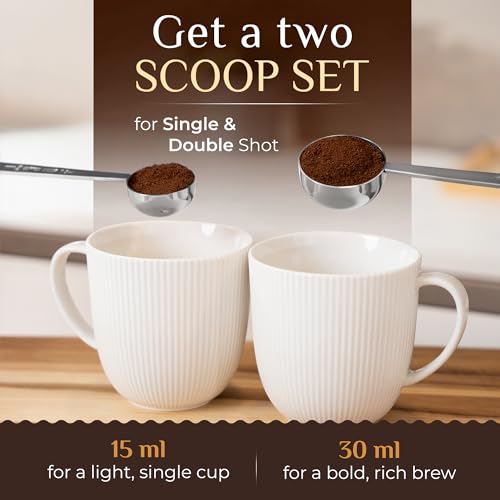 Orblue Premium Coffee Scoop Set - 1 Tbsp (15ml) & 2 Tbsp (30ml) Measuring Tablespoon - Stainless Steel Coffee Measuring Spoon and Scooper with Long Handles - Pack of 2 - Image 3