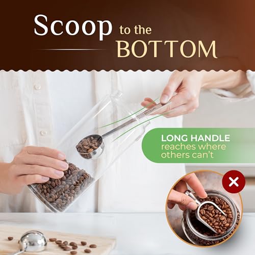 Orblue Premium Coffee Scoop Set - 1 Tbsp (15ml) & 2 Tbsp (30ml) Measuring Tablespoon - Stainless Steel Coffee Measuring Spoon and Scooper with Long Handles - Pack of 2 - Image 4