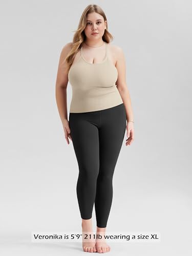 ODODOS Women's 3-Pack Seamless Cami Tops Ribbed Camisole Tank Top, Brunette+Clay+Mushroom, Medium/Large - Image 5