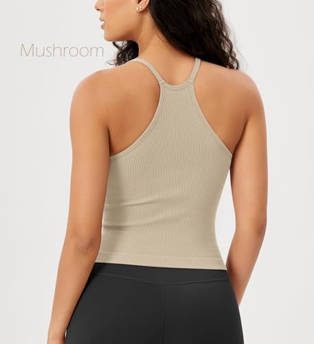 ODODOS Women's 3-Pack Seamless Cami Tops Ribbed Camisole Tank Top, Brunette+Clay+Mushroom, Medium/Large - Image 4