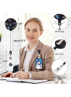 DAREU Id Badge Holder with Lanyard, Butterfly Pattern Retro Floral Card, Name Tag Lanyard, Vertical Id Protector Bage Clips for Women Nurse Nursing Doctor Teacher Student  - Image 3