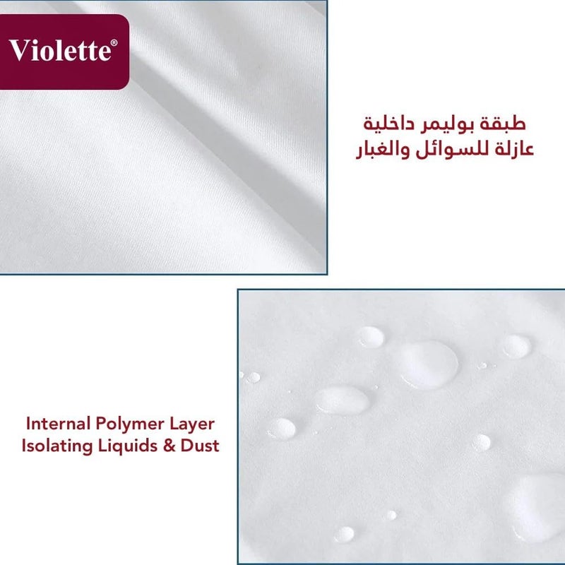 Violette Waterproof Pillow Protector 2 Pieces Set (Size: 50x75 cm), Flap Envelope Closure Design, Hypoallergenic Breathable and Dust Mite Protecting, White - Image 5