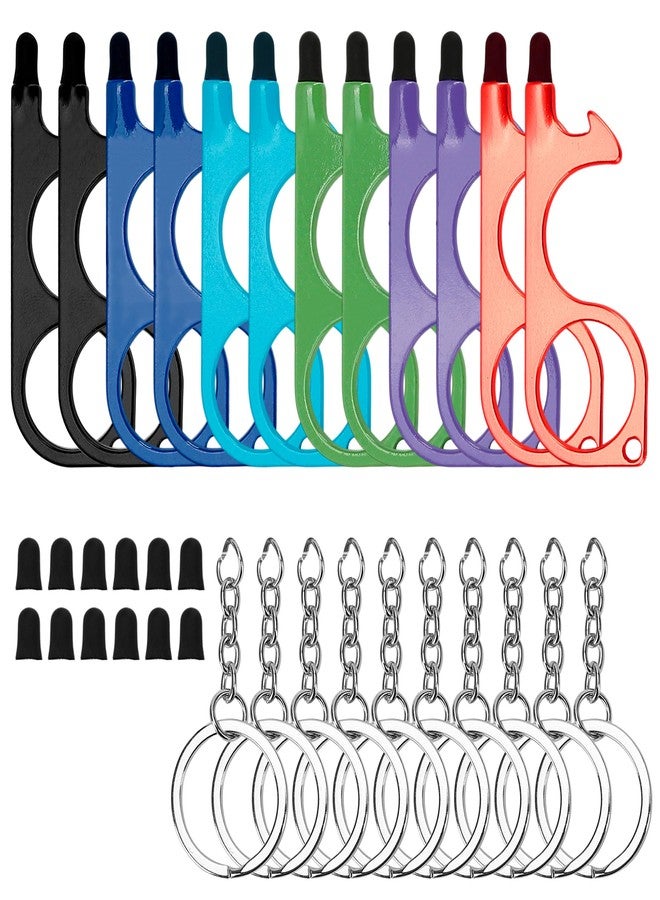 BuleVina 12Pcs Door Opener Tool with Stylus - Hands-Free Door Opener with Keychain, Button Pusher Tool, Reusable Heavy-Duty Keychain Tool - Image 1