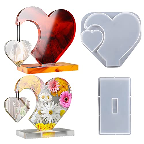 Wehous Large Photo Frame Resin Molds, Heart Shape Silicone Molds for Epoxy Resin, DIY Picture Frame Display Unique Mold for Resin Casting Art Crafts Table Home Decor Gift - Image 1
