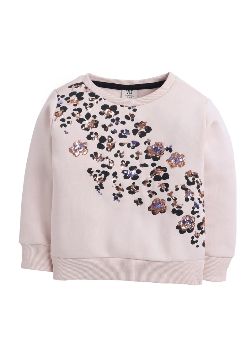 victor and jane Girls’ Floral Print Pullover – 100% Cotton Fleece Sweatshirt