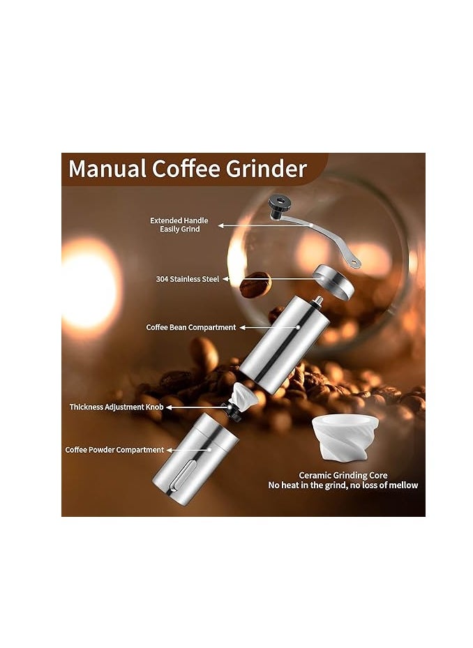 Spaceshoop Manual Coffee Bean Grinder Stainless Steel Manual Coffee Burr Grinder Hand Crank Coffee Grinder Mill with Adjustable Bean Grind Size for Home Travel Office  - Image 2
