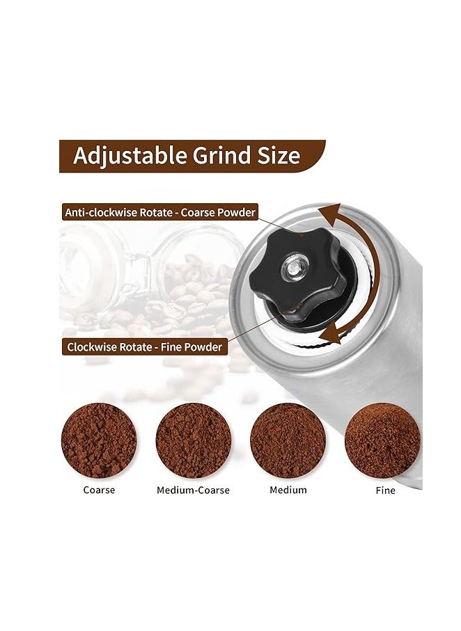 Spaceshoop Manual Coffee Bean Grinder Stainless Steel Manual Coffee Burr Grinder Hand Crank Coffee Grinder Mill with Adjustable Bean Grind Size for Home Travel Office  - Image 3