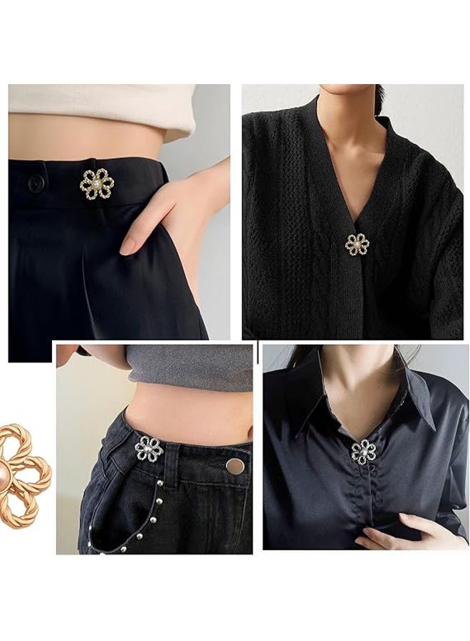 YJ 8 Sets Flower Jeans Button Pant Waist Tightener, Adjustable Waist Buckle Sets No Sew and No Tools Detachable Decorative Buckles, Jean Buttons Pins for Loose, Pants, Skirts, Sleeves - Image 5