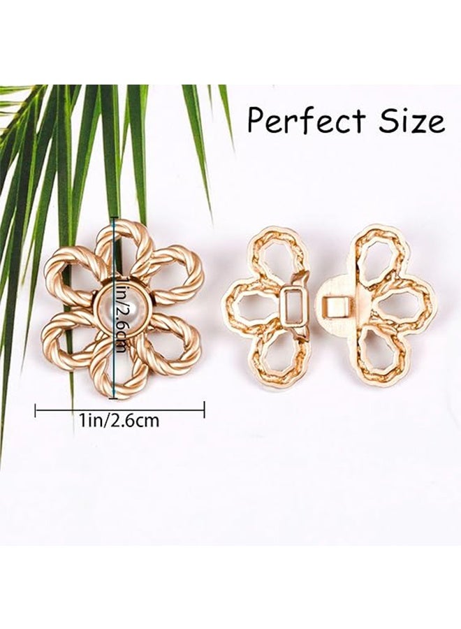 YJ 8 Sets Flower Jeans Button Pant Waist Tightener, Adjustable Waist Buckle Sets No Sew and No Tools Detachable Decorative Buckles, Jean Buttons Pins for Loose, Pants, Skirts, Sleeves - Image 2