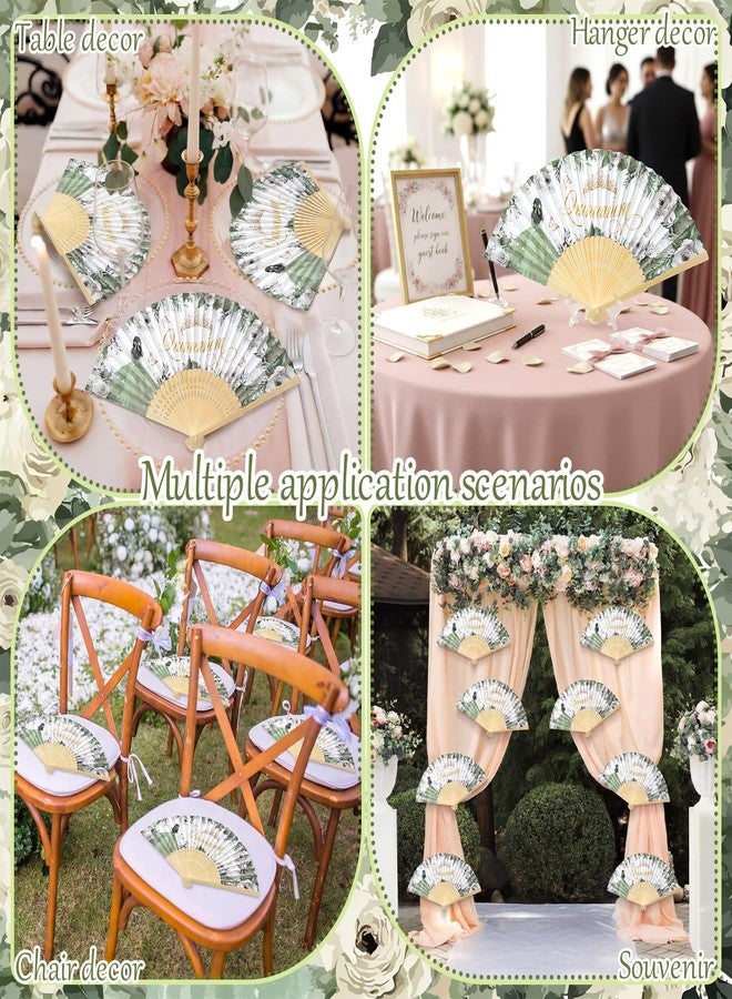 Vicenpal 25set Recuerdos Para 15 Años Quinceañeras Quinceanera Decorations Quinceanera Party Favors for Guests Hand Folding Fans with Organza Bags Mis Quince Gift for Birthday Wedding(Green) - Image 5