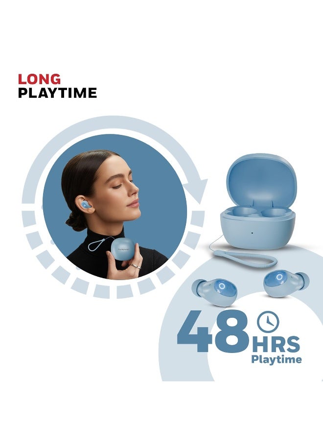 هوني ويل سماعات أذن بلوتوث Honeywell Moxie V1500 TWS مع 48 ساعة من وقت التشغيل، شحن سريع من نوع C، مقاومة للماء IPX4، بلوتوث V5.4، محركات 8mm*2، تحكم باللمس، مساعد صوتي، إلغاء الضوضاء - Image 3