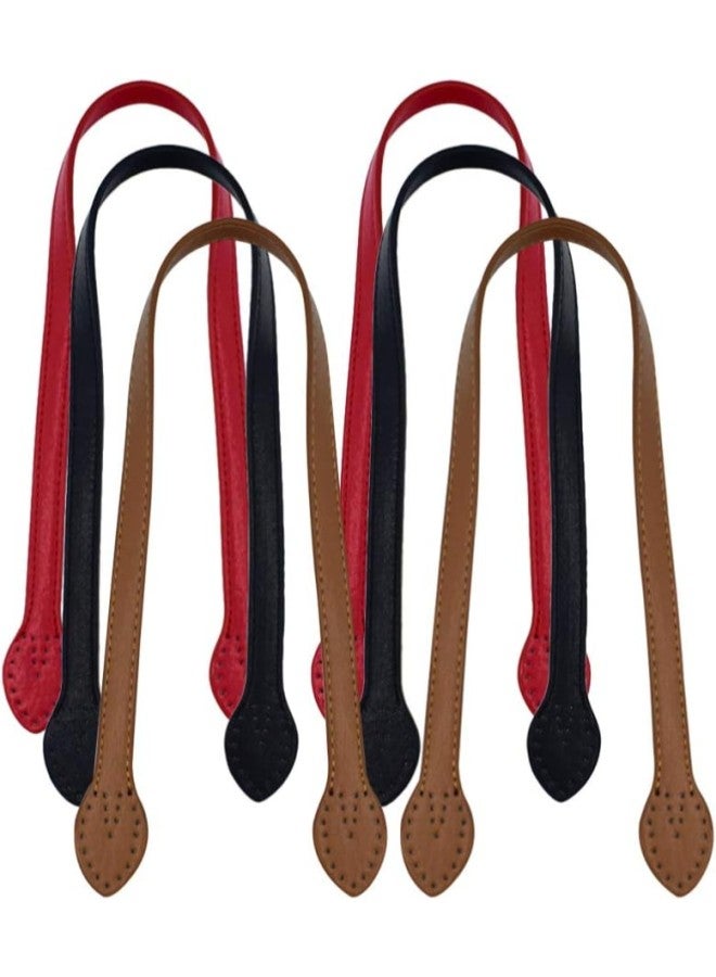 klarako 6pcs 24 Leather Purses Straps Leather Bag Handles Replacement Purse Straps Handbag Bag Wallet Straps (Red Black and Yellow Brown- Each Color 2pcs)  - Image 1