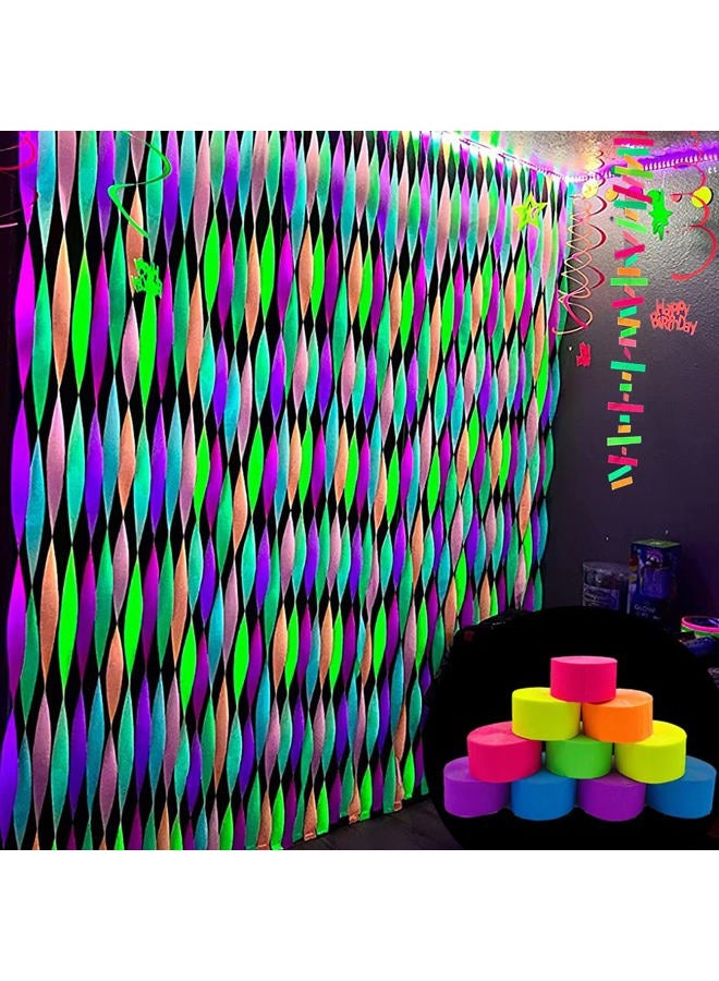 WELITTCON 600 feet Glow Crepe Paper Streamers UV Glow Party Neon Streamer Decorations Glow in The Dark Black Light Reactive Fluorescent Neon Paper Party Streamers Wedding Birthday Blacklight Party Supplies - Image 4