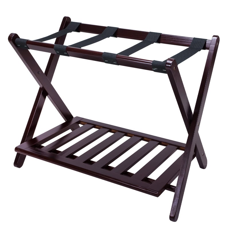 Casual Home Luggage Rack with Shelf Espresso