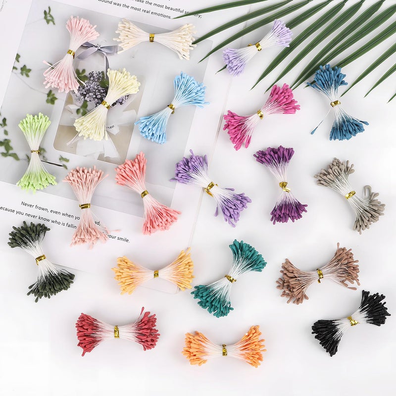 CCINEE 2000pcs Floral Stamens for Flowers, 3mm Artificial Flower Stamens Pistil for Flower Buds Craft Making Decoratiaon DIY Floral Picks Embellishments 20 Colors - Image 3