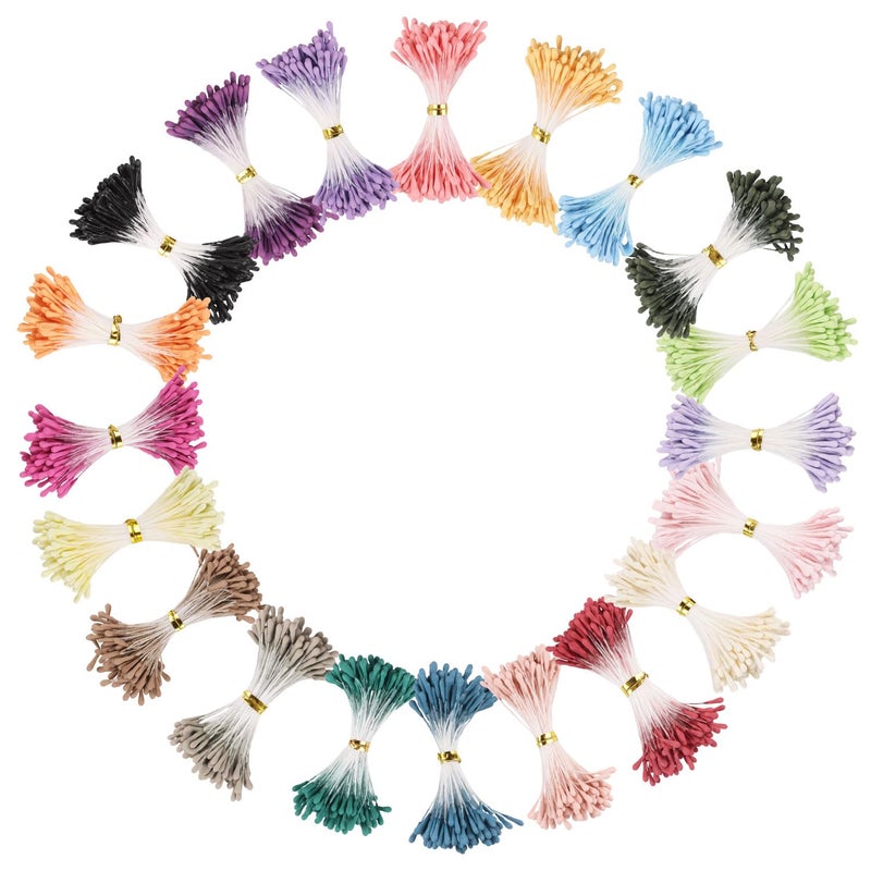 CCINEE 2000pcs Floral Stamens for Flowers, 3mm Artificial Flower Stamens Pistil for Flower Buds Craft Making Decoratiaon DIY Floral Picks Embellishments 20 Colors - Image 1