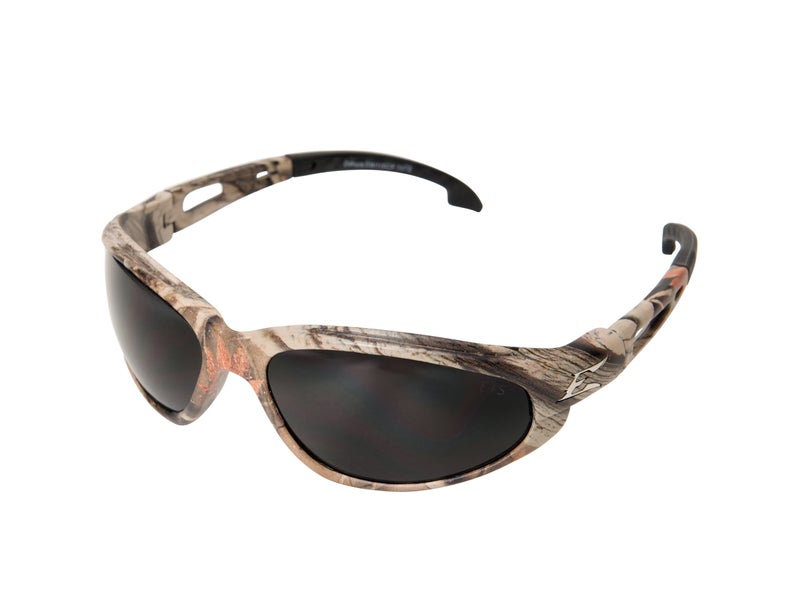 Edge SW116CF Dakura Wrap-Around Safety Glasses, Anti-Scratch, Non-Slip, UV 400, Military Grade, ANSI/ISEA & MCEPS Compliant, 5.04" Wide, Forest Camo Frame/Smoke Lens