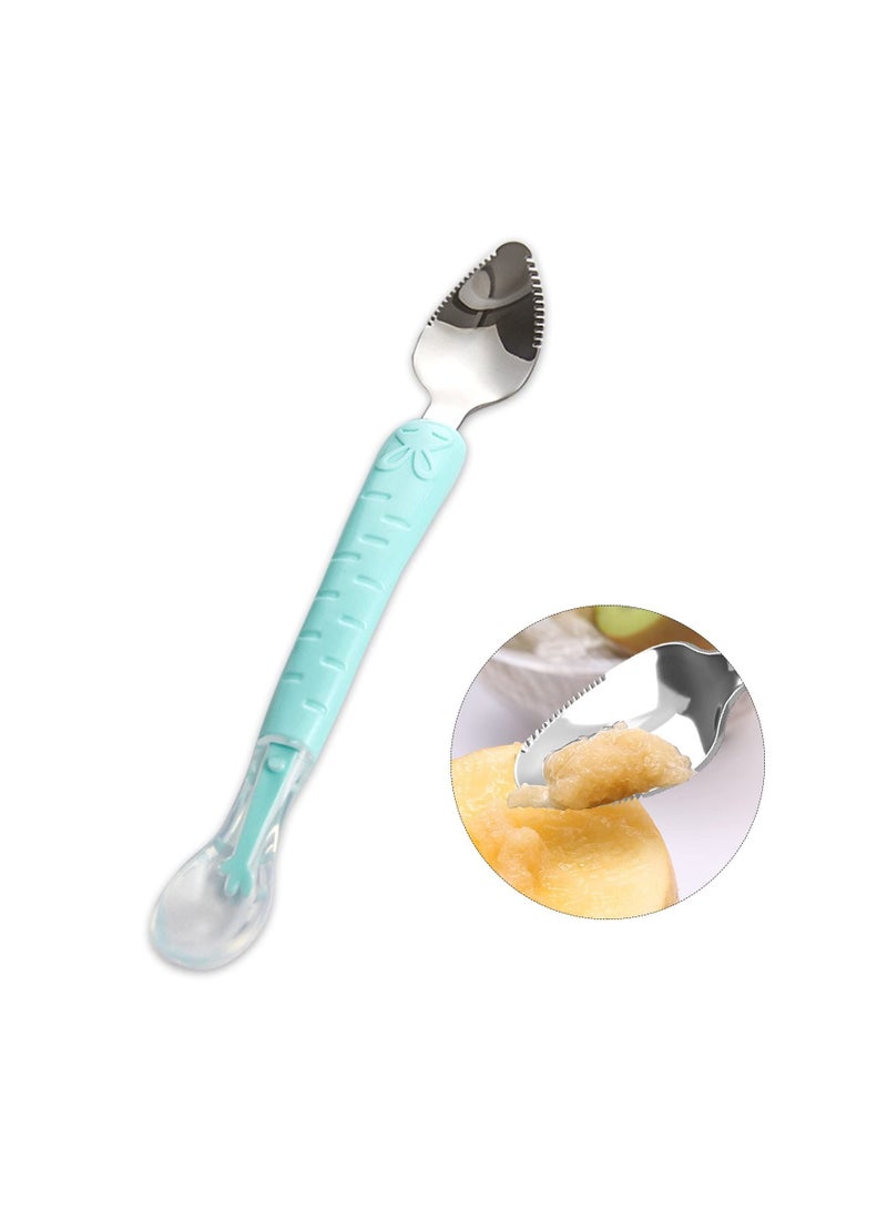 SYOSI Double Head Baby Silicone Food Spoon (green), Portable Scraping Mud Spoon, Baby Weaning Supplies, Puree Shower Spoon, Mud Practical Fruits - Image 4
