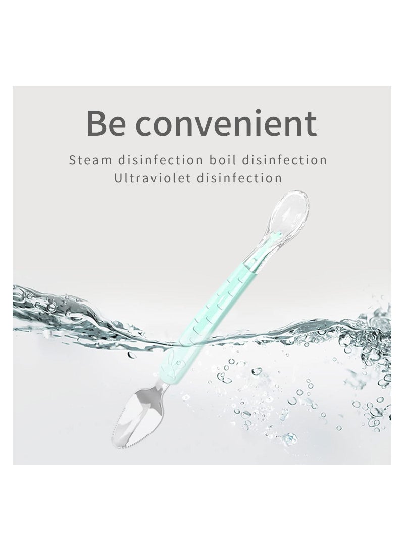 SYOSI Double Head Baby Silicone Food Spoon (green), Portable Scraping Mud Spoon, Baby Weaning Supplies, Puree Shower Spoon, Mud Practical Fruits - Image 5